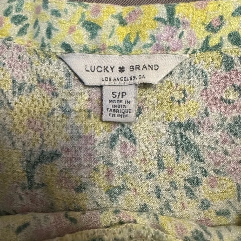 Lucky Brand Blouse Boho Floral Flutter Sleeve Yellow, Size S, EUC - Picture 5 of 5